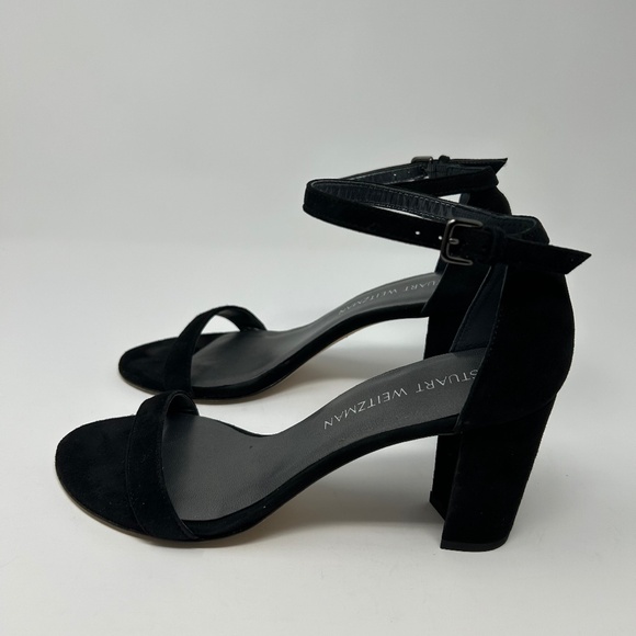 Stuart Weitzman Black Suede Nudist Block 75 Heels Size 7.5 M Fall ~ Classic! - Picture 2 of 7